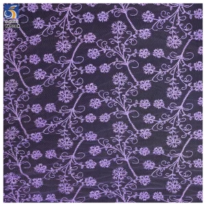 YX509 Chinese Designer 2025 Florals Soft Dark Purple Tulle Fabric for Catwalk Clothing Mesh Embroidery Fabric
