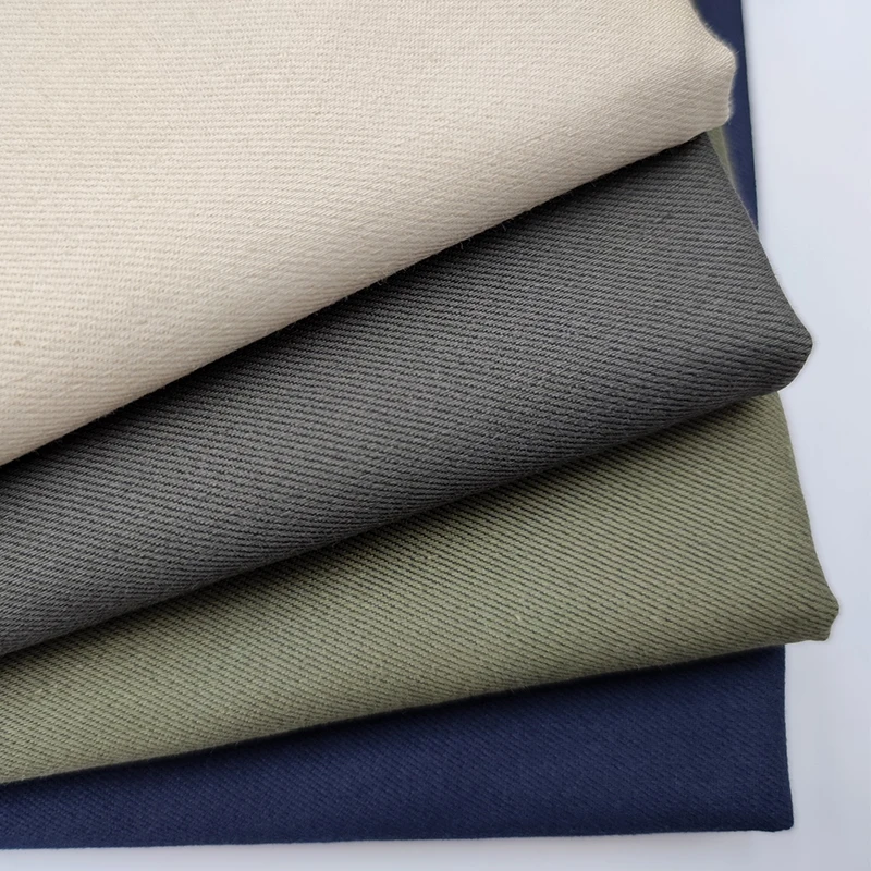 C262-1 Wholesale 220gsm Grass Green 68% Cotton 29% Polyester Blended Stretch TC Cotton Twill Fabric for Pants/Shirts - 图片 4