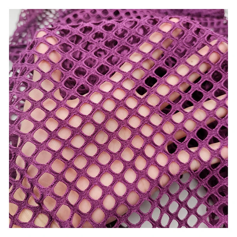 YDM008 95% Polyester 5% Spandex Stretch Mesh Fabric Big Hole Sexy Women Fishnet Underwear Fabric - 图片 5