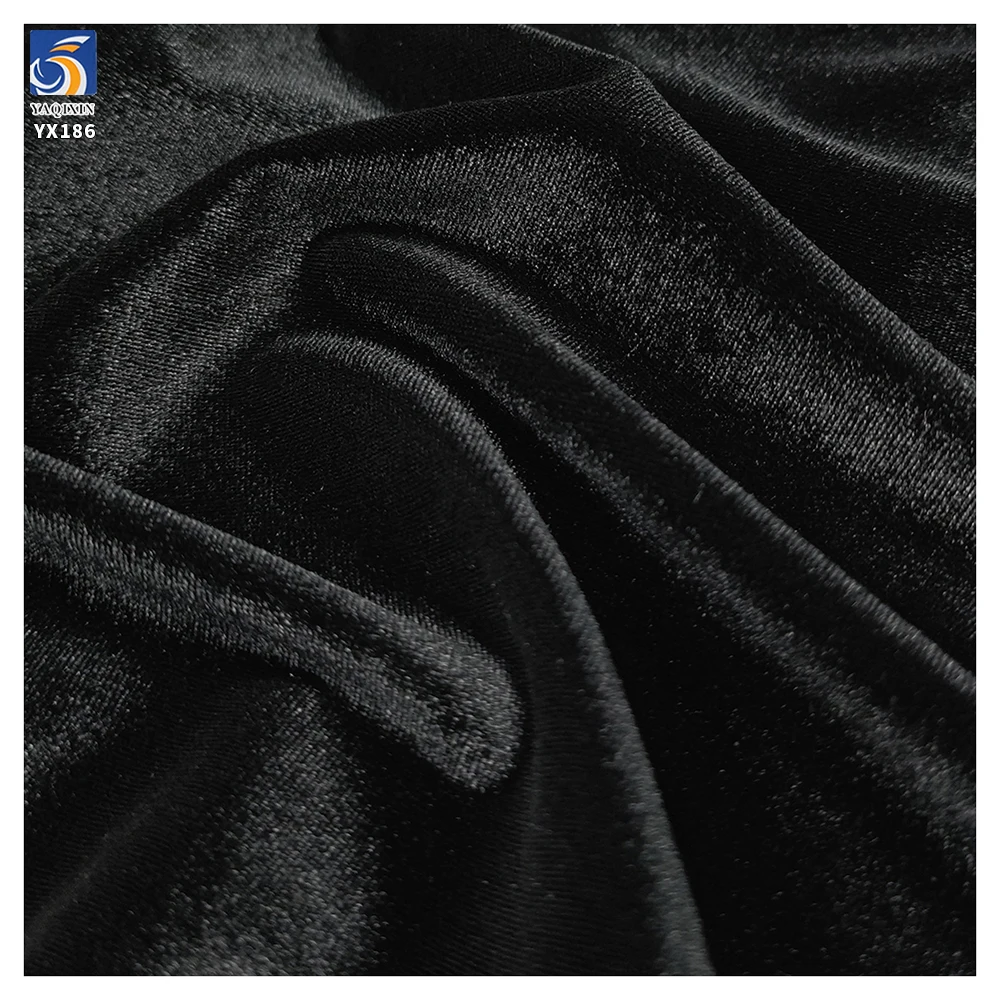 YX186-1 240gsm Black Noble Luxurious Korean Velvet Dresses Fabrics for Woman 2026 New Knit Velvet Stretch Fabric - 图片 3