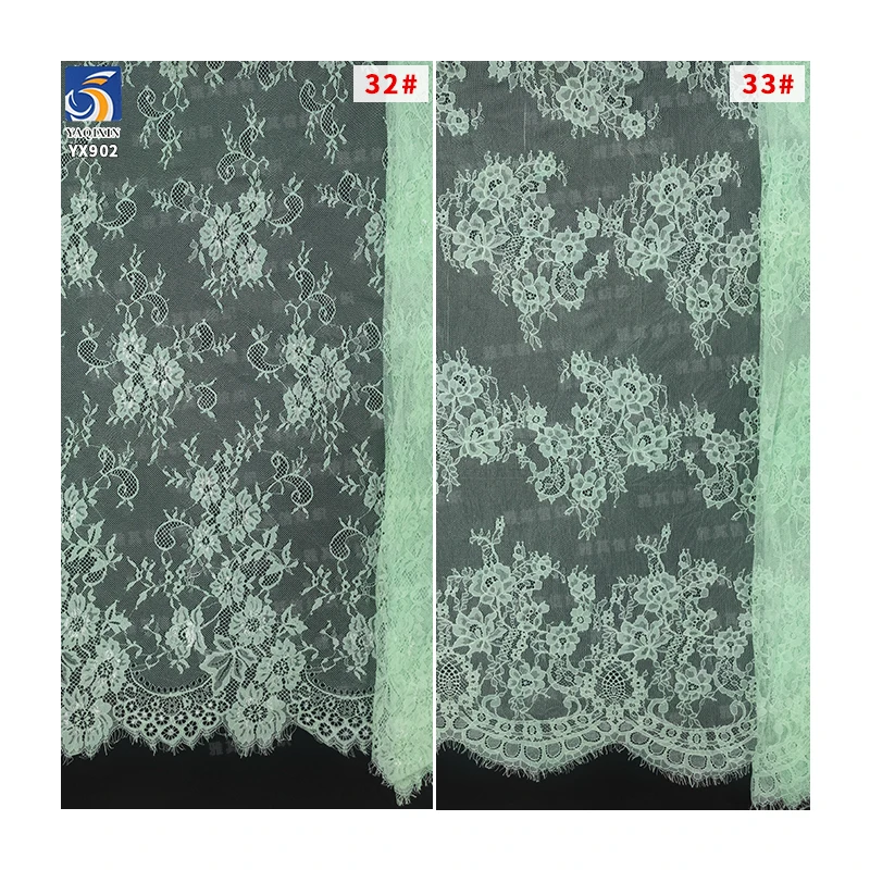 YX902-2 Wholesale Cheap Prices Eyelash Lace Fabric for Clothing Cyan Eyelash Lace Fabric Custom Minimum Order 15 Pieces - 图片 2