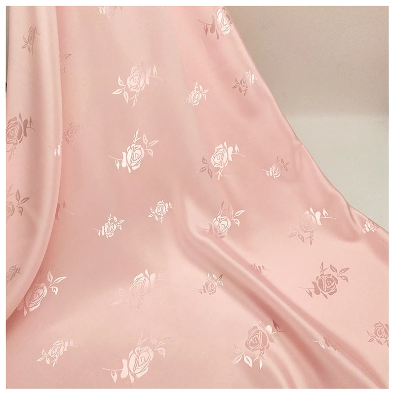 Paris Silky Soft Polyester Jacquard Stretch Satin Florals Fabric for Clothing/Dress - 图片 6
