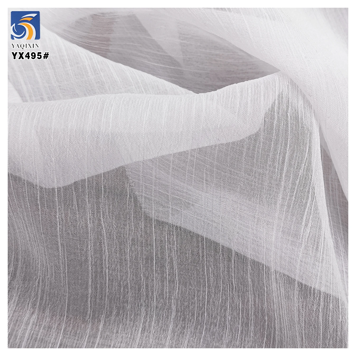 YX495 Arabic Headdress Scarf Silk Chiffon Wrinkle Fabric 42gsm White Polyester French Wrinkled Crepe Silk Chiffon Fabric - 图片 5