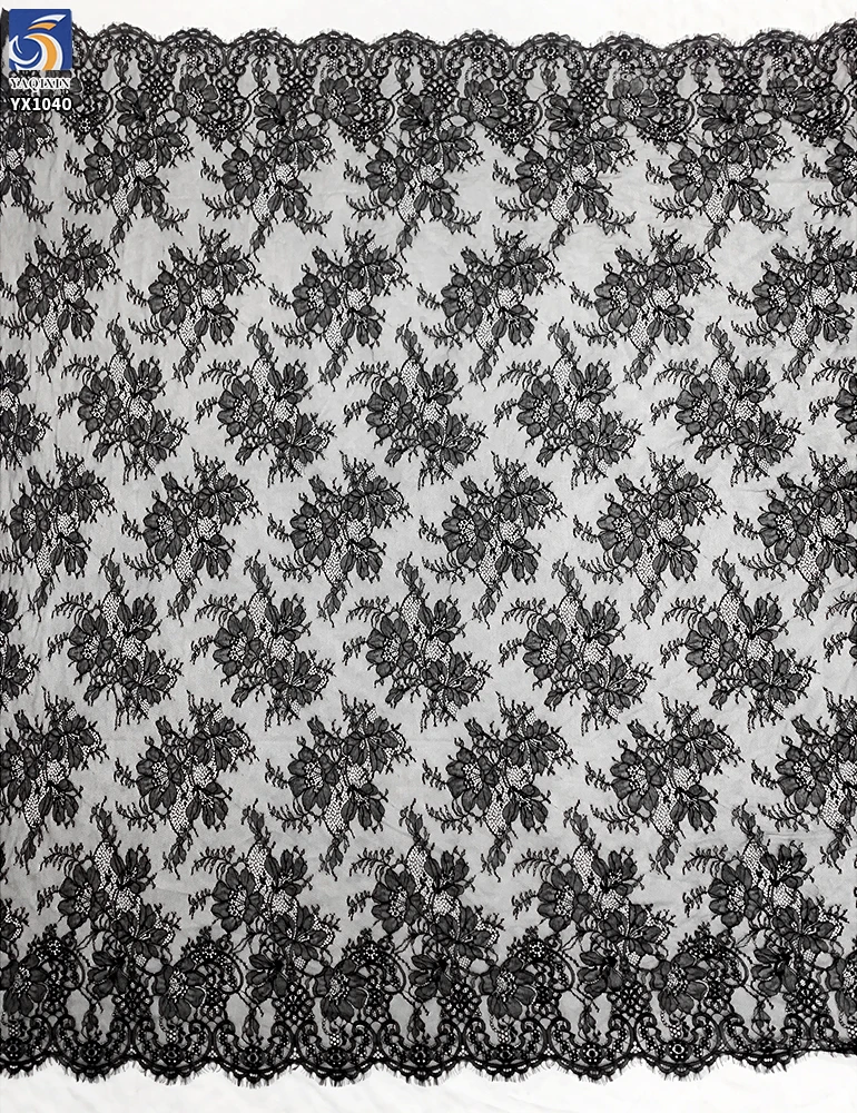 YX1040 2026 New Sexy Tulle Lace Underwear Skirts Fabrics for Beautiful Women Clothing Eyelash Black Lace Fabric Textile - 图片 3