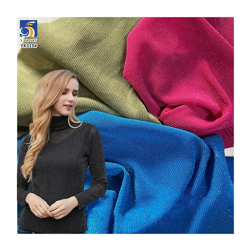 YX310 Good Quality 92 Nylon 8 Spandex Silver Thread Glitter High Elastic Knitted Mesh Fabric Soft 4 Way Stretch Mesh Fabric - 图片 2