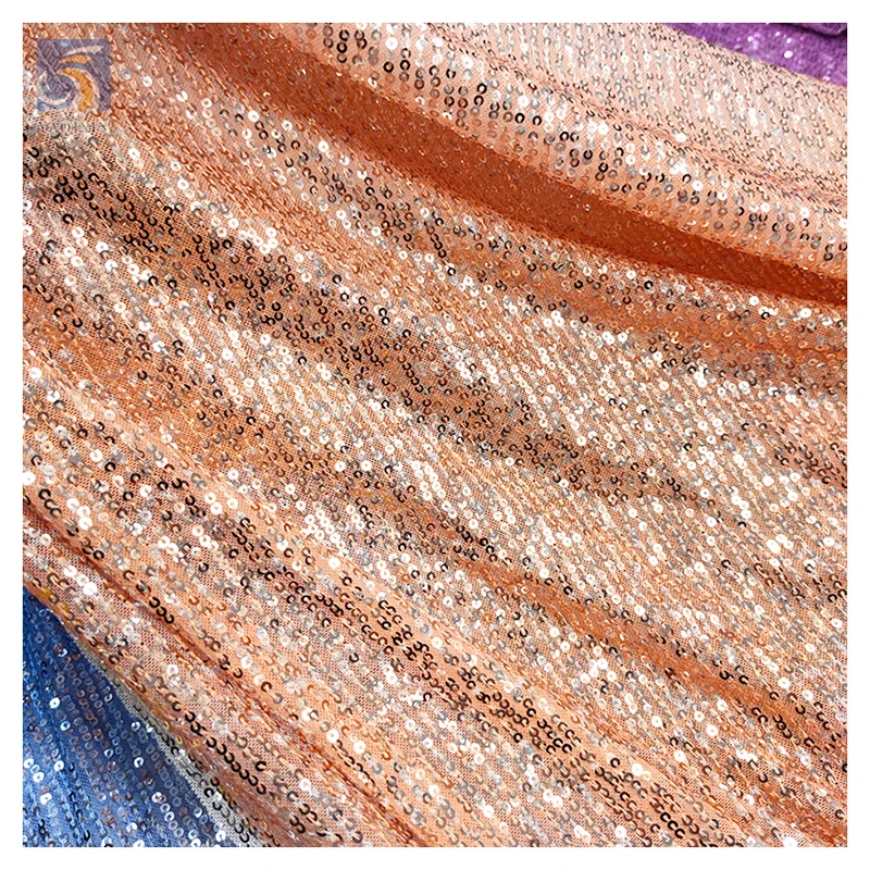 Latest 2024 Digital Print Rainbow Gradient Ombre Sequin Fabric Mesh Stripe Embroidery Glitter Sequin Fabric - 图片 5