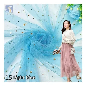 2026 New Gold Star Sequin Net Tulle Fabric Star Moon Sequins 36A Tulle Mesh Fabric for Dress