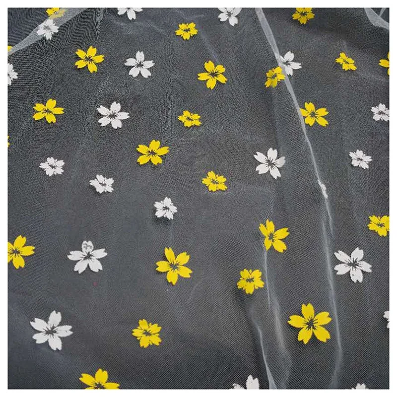 2025 Beautiful Two-Color Plum Floral Pattern Print Tulle Fabric Lace Mesh Fabric for Baby Girl Dress - 图片 6