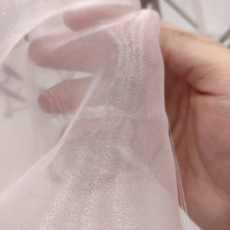 YS-004 High Quality Solid 100%Polyester Twinkle Sheer Shiny Organza Fabric for Wedding Dress Veil - 图片 5