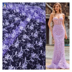YX1018 2026 Latest Design Polyester Roses Flowers China Embroidery Fabric Poly Mesh Fabrics for Home Textiles and Clothing