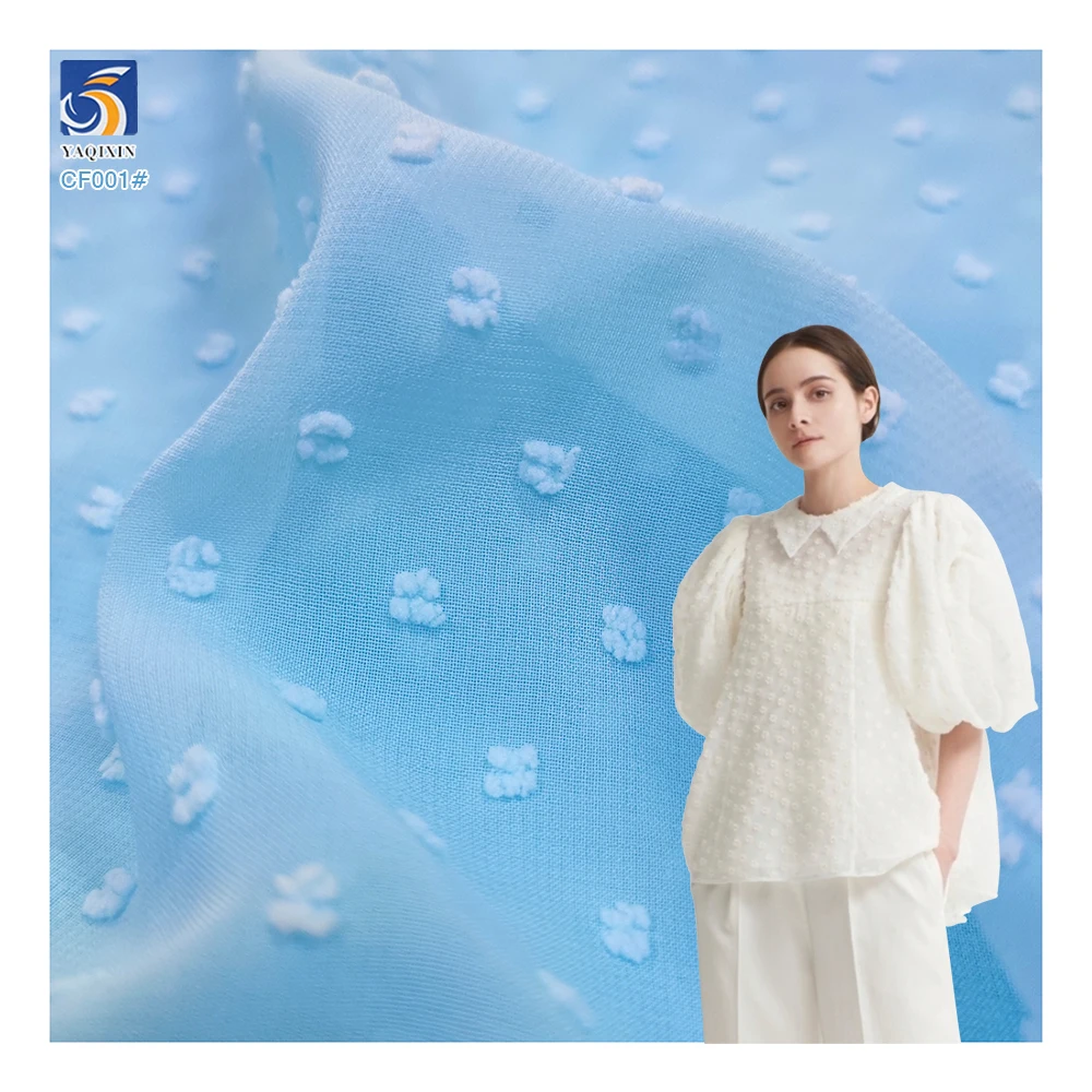 White Swiss Dot Chiffon Fabric for Blouses/Dress/Clothing
