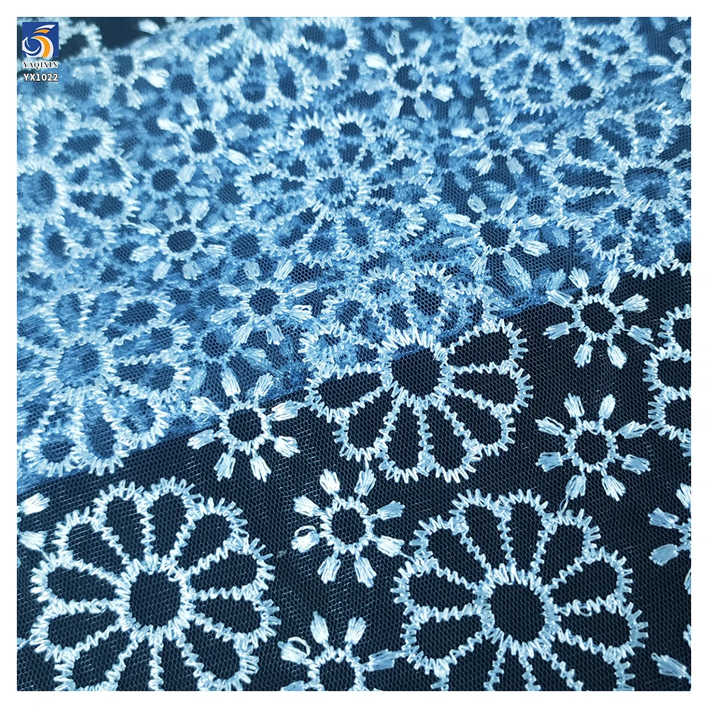 YX1022 300 Yards of Custom Patterned and Embroidered Polyester Mesh Fabrics 3-Day Custom Design Embroidered Mesh Fabrics - 图片 6