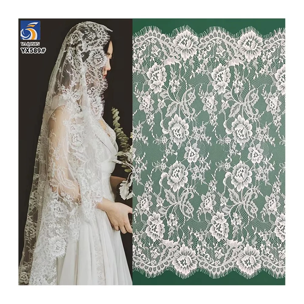 YX589 Best Selling Cheap African and French Eyelash Lace Fabric Wedding Mesh Eyelash Lace Fabric
