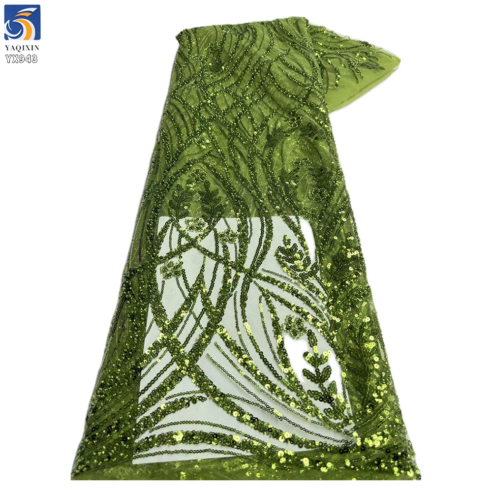 YX943 Customized Europe France Paris London Sequin Lace Fabric Glitter Sequin Shiny Lace Fabric for High-End Party Skirts - 图片 5