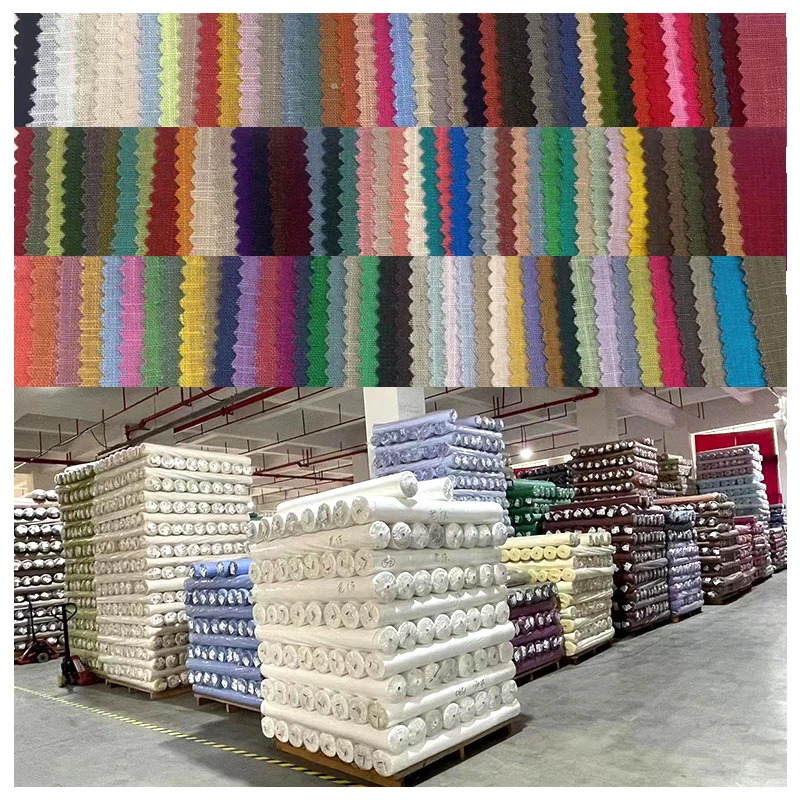 Factory Spot 180gsm 12*12 Eco-friendly 30% Linen 70% Cotton Blended Fabric Soft Woven for Shirts Dresses Garments for Boys Girls - 图片 6