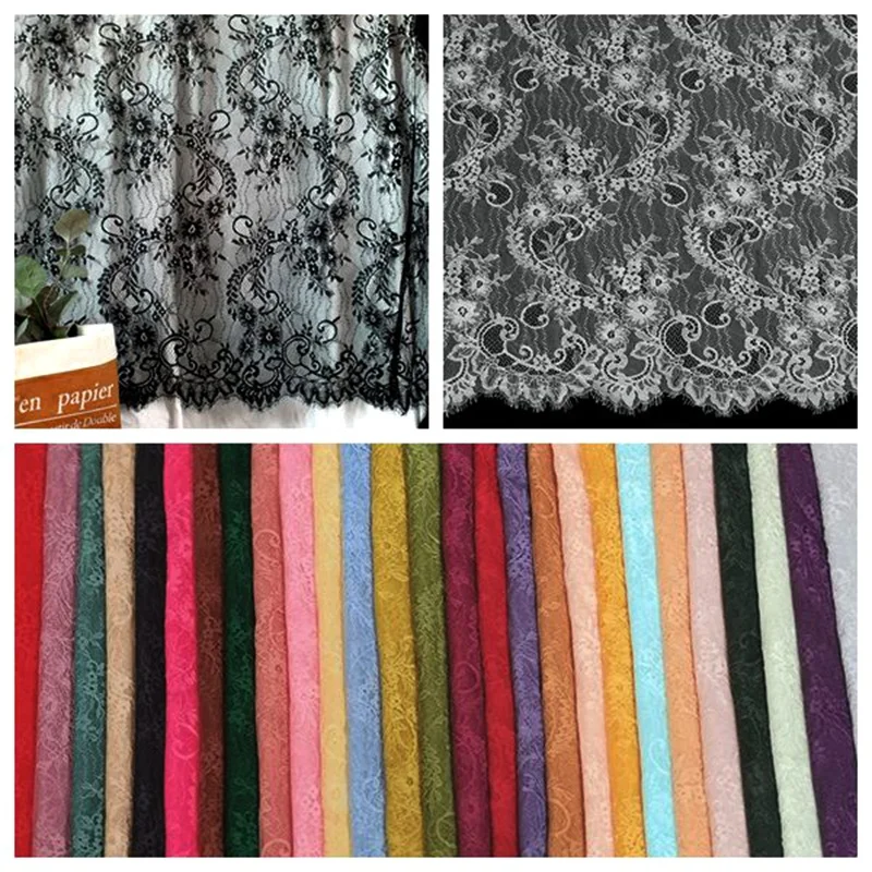 China Wholesale 150CM Chantilly Lace Fabric Eyelash Yarn Lingerie Lace Fabric for Garment - 图片 3