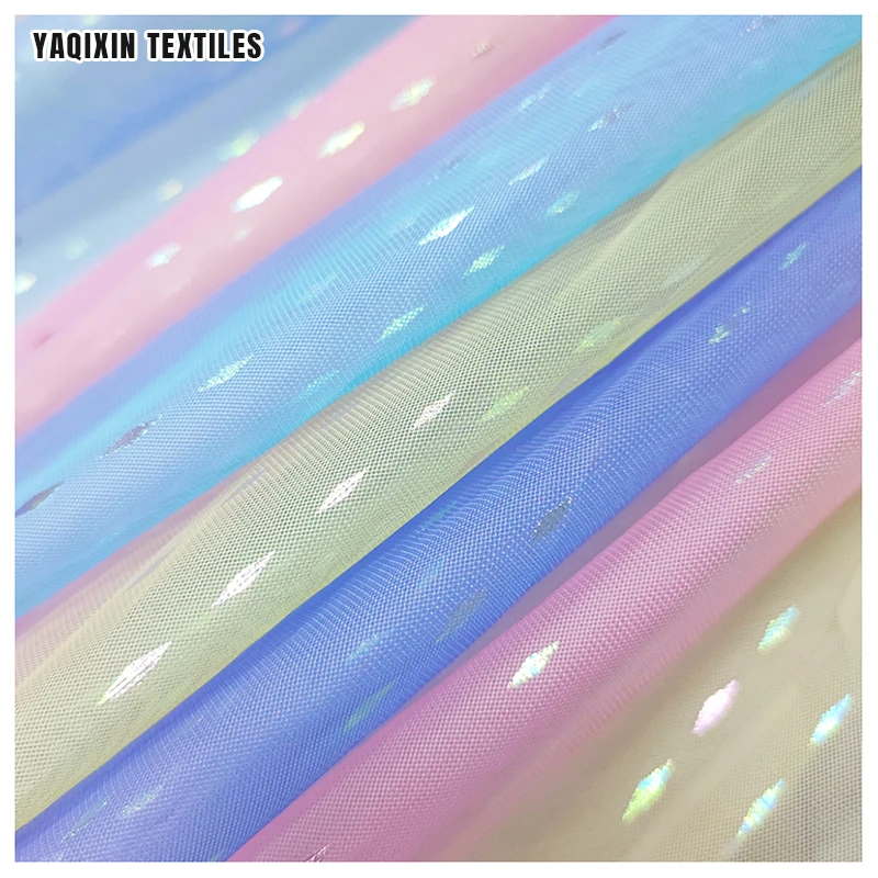 HX20425 2026 Hot Sale Wedding Bridal Veil Hayal Tulle Fabric Soft Rainbow Tutu Dress Tulle Colorful Printing Lace Fabric - 图片 3