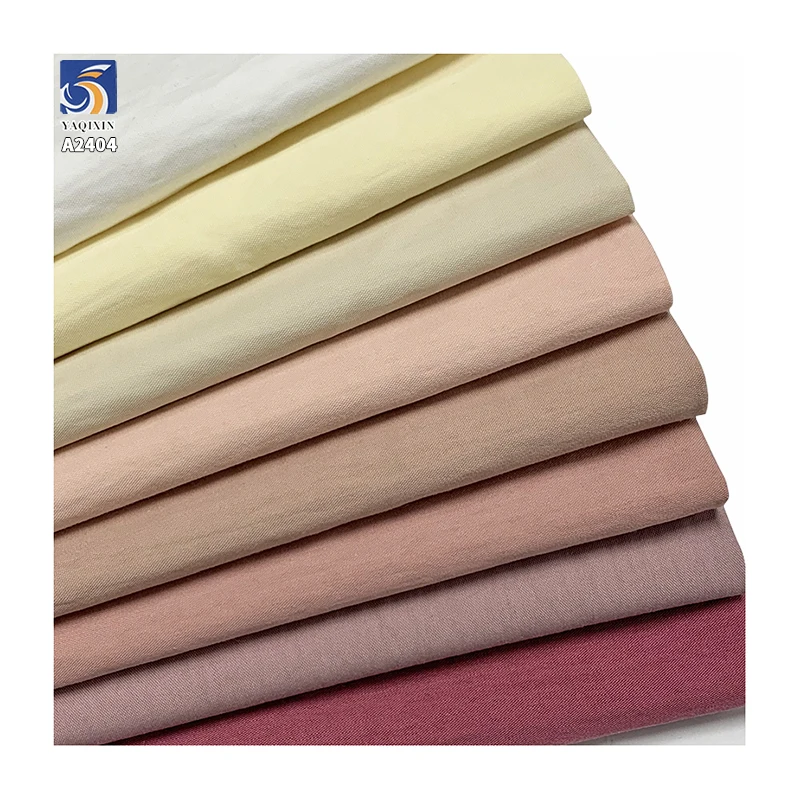 A2404 Summer 135gsm 65% Cotton 35% Nylon Blended Poplin Plain Fabric Wrinkled Texture Cotton Poplin Dress Fabric for Women - 图片 3