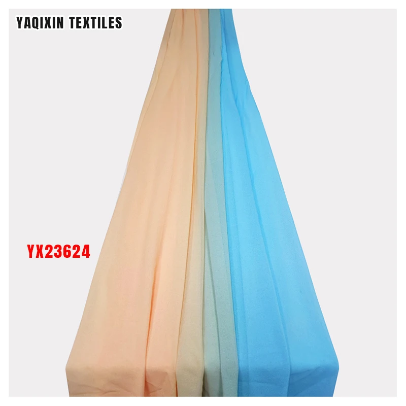 YX23624 Beautiful Two-Tone Blue Skin Tone Ombre Fabric Polyester Dubai Pearl Chiffon Gradient Printed Fabric Wholesale - 图片 5