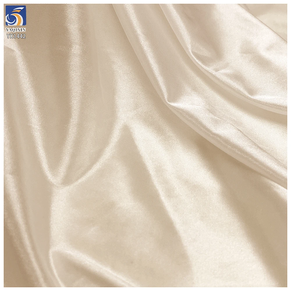 YX1442 Wholesalers 80gsm Shiny 50D Stretch Satin Fabric 92% Polyester 8% Spandex Soft Dress Skirt Garment Lining Fabric - 图片 5
