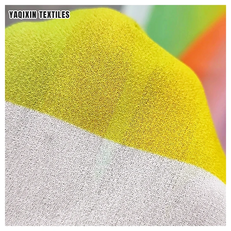 YX2157 New Trends 100D Colorful Moss Crepe Pearl Chiffon Fabric for Dress Polyester Ombre Rainbow Chiffon Print Fabric - 图片 4