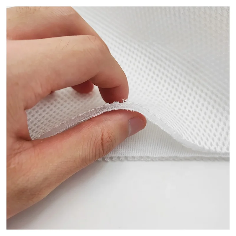 White 100%Polyester Knitted 3D Spacer Sandwich Air Mesh Fabric for Shoes/Office Chair/Car Seats Custom 100% Polyester Plain Dyed - 图片 4