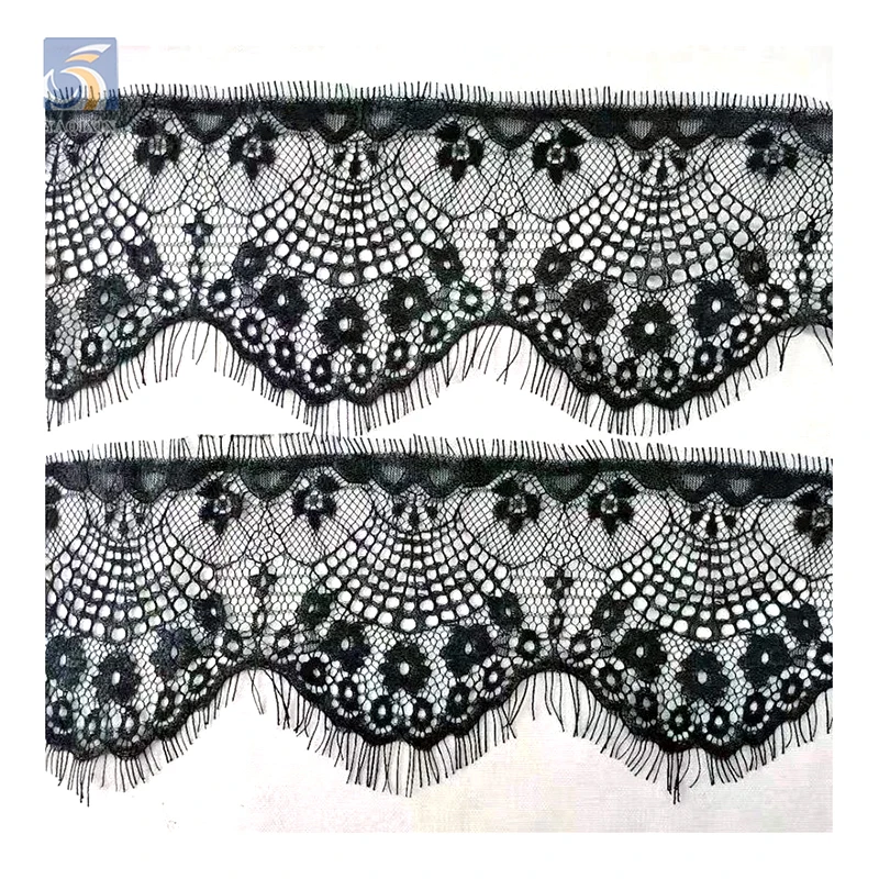 YX2634 Reasonable Price Hot Selling French Lace Fabric Stock Lot Knit Floral Chantilly Eyelash Lace Fabric 9.5CM*3M - 图片 6