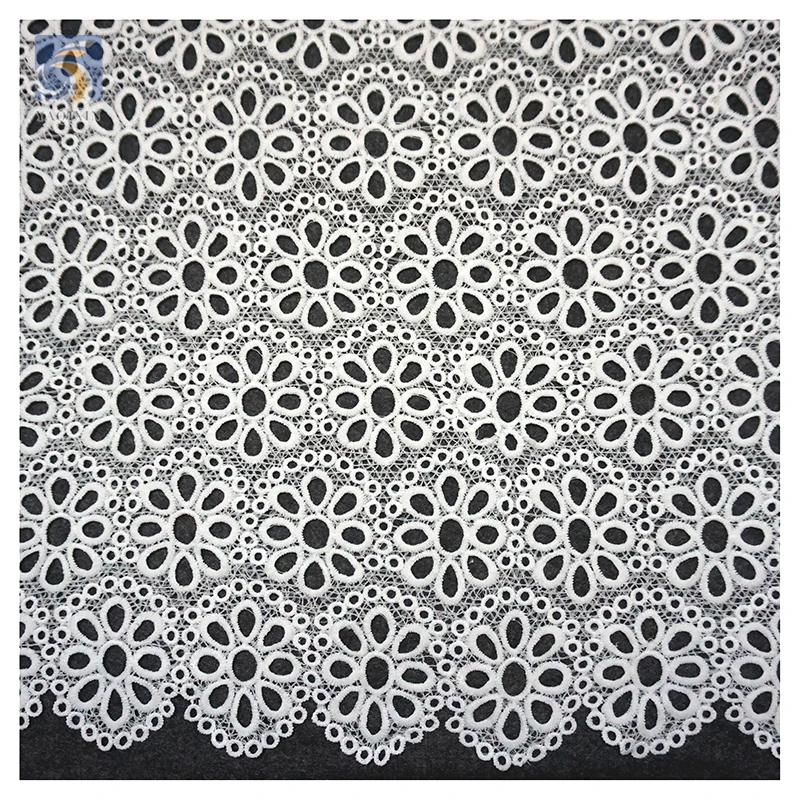 YX2440 Reasonable Price African Lace Fabric White Hollow Out Eyelet Water Soluble Embroidery Milk Silk Lace Fabric