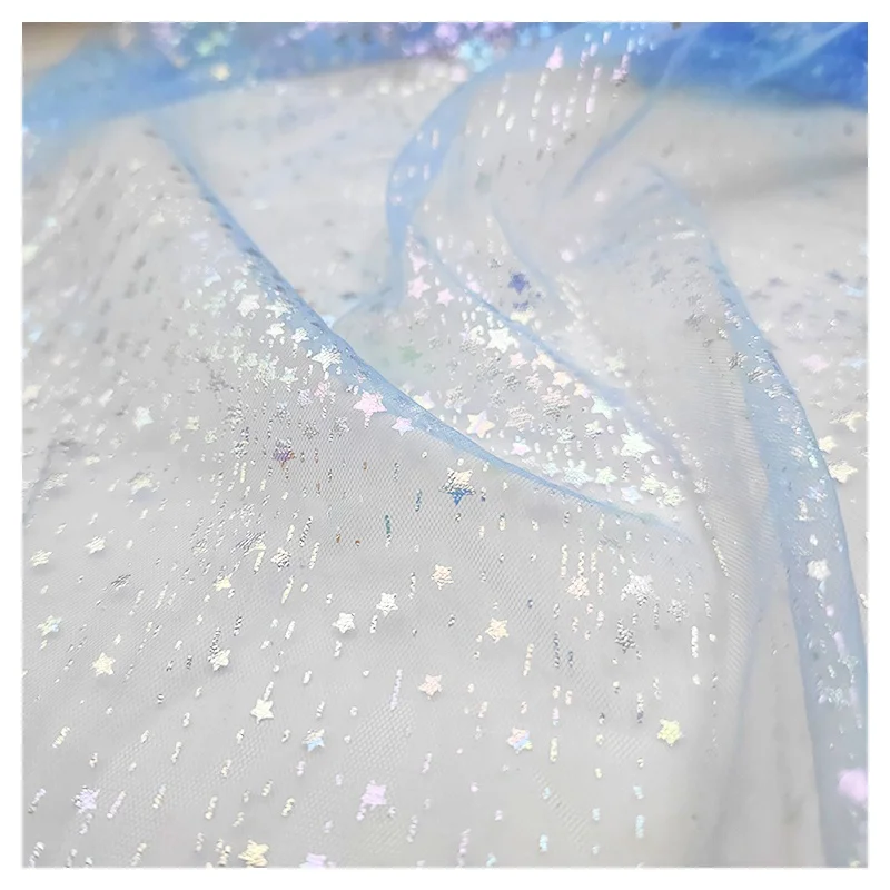 Factory Direct Meteor Shower Print Illusion Flash Tulle Foil Film Printed Fabric Children's Clothing Fashion Design - 图片 3