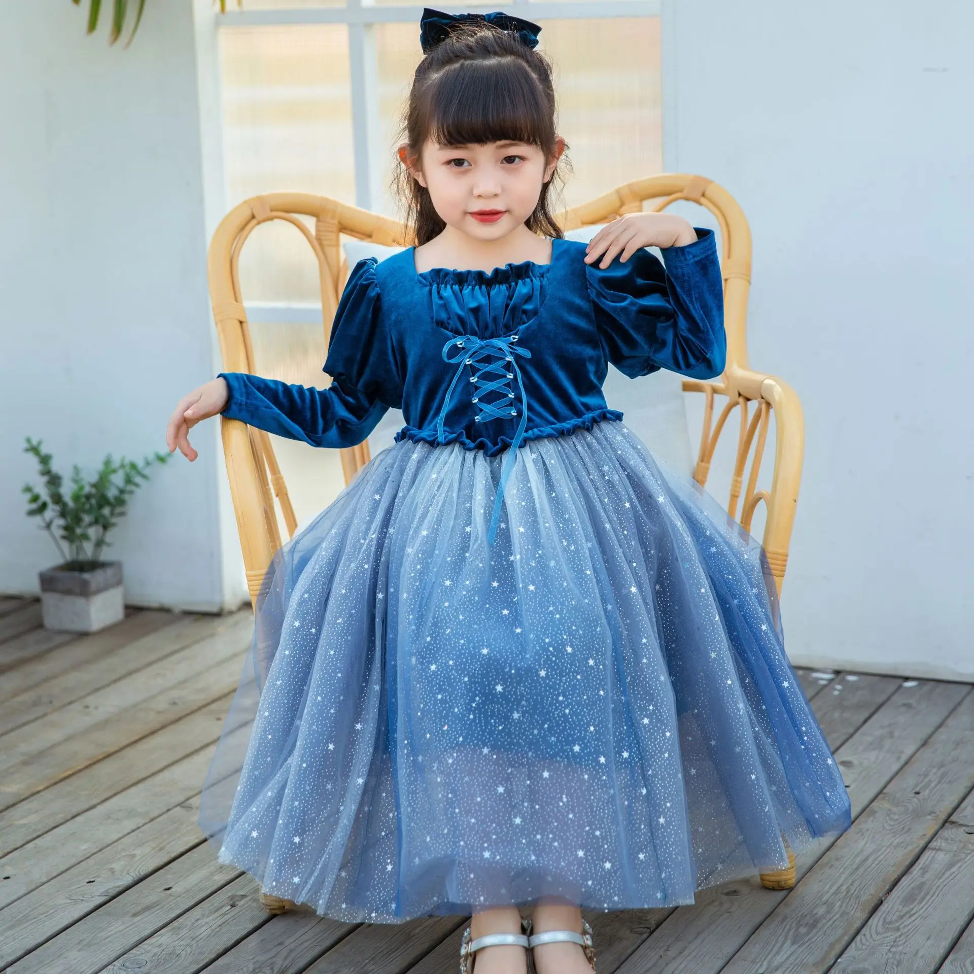 YX301 New Arrivals Star Sequins Embroidery Soft Tulle Moon Star Sequined Mesh Tulle Fabric Skirt Women's Clothing Fabric - 图片 6
