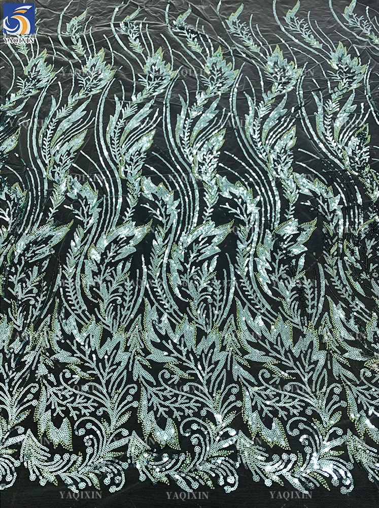 YX952 Liquid Flowing Rich Gold African Glitter Sequins Luxurious Lace Fabrics Sequined Latest Glitter Lace Fabrics Cheap - 图片 3