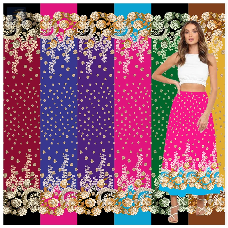 2025 Trending Floral Pacific Island Design Fabric Dress Poly Printed for Woman Polynesian Design Fabrics