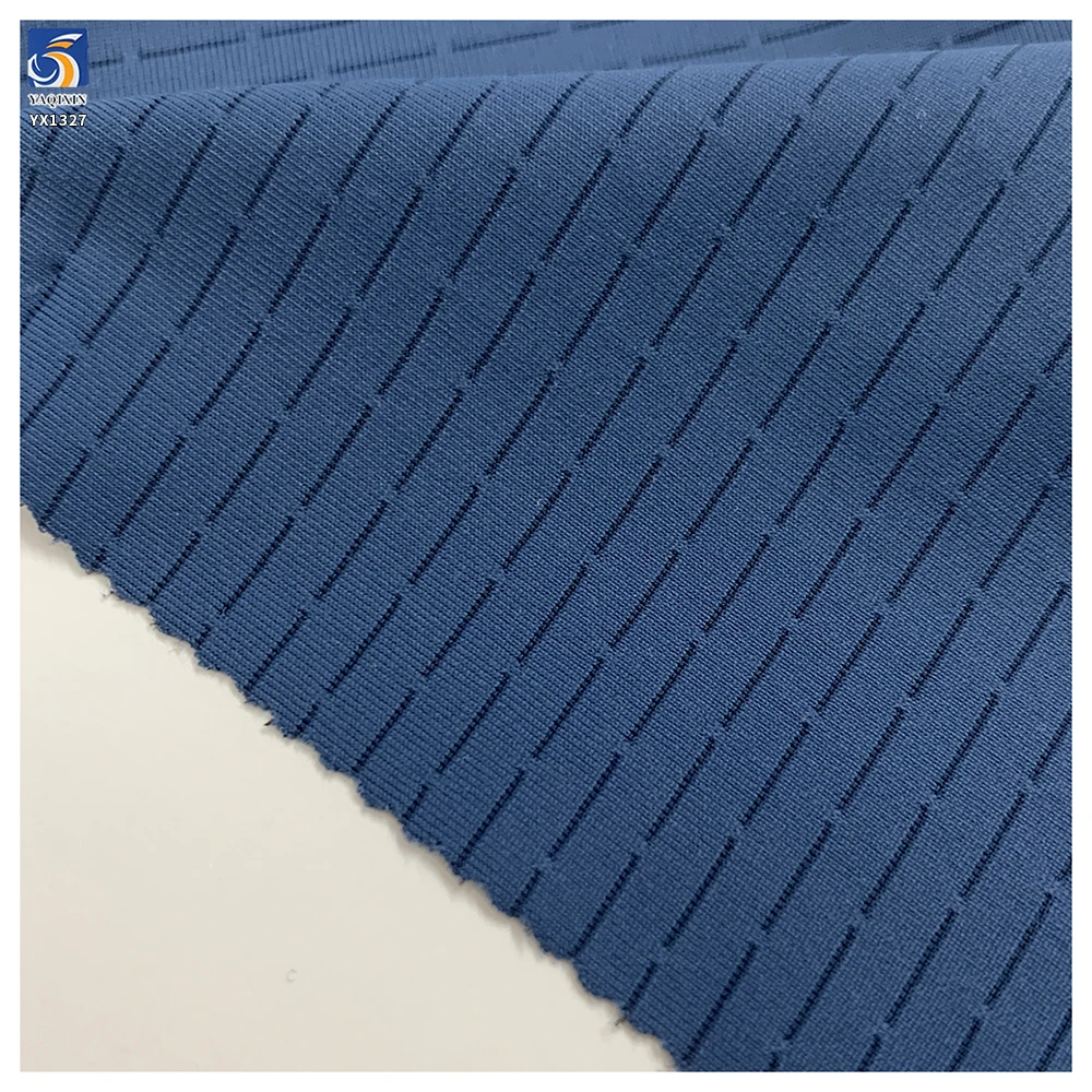 YX1327 China Wholesale Breathable and Sweat-Wicking T-Shirt Sports Fabric Nylon/Spandex Jacquard Striped Knitted Fabrics - 图片 4