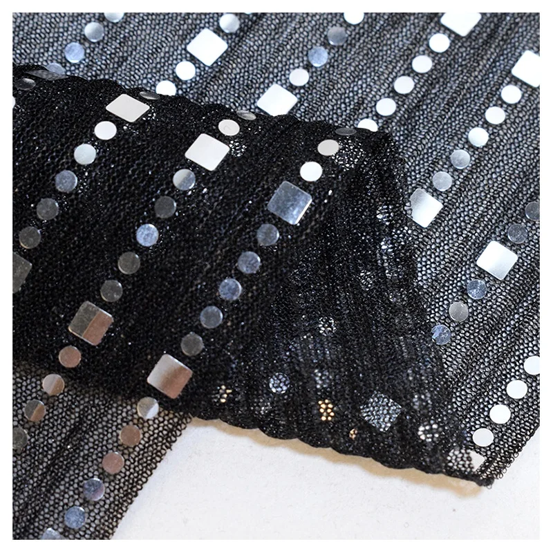 Two Tone Reflective Color Moonlight Bonded Metallic Lurex Mesh Fabric with Glitter for Women Dress - 图片 4