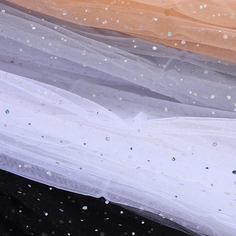 Factory Ready Supply of Large and Small Polka Dot Holographic Sequin Tulle for Children's Clothing Princess Skirt - 图片 4