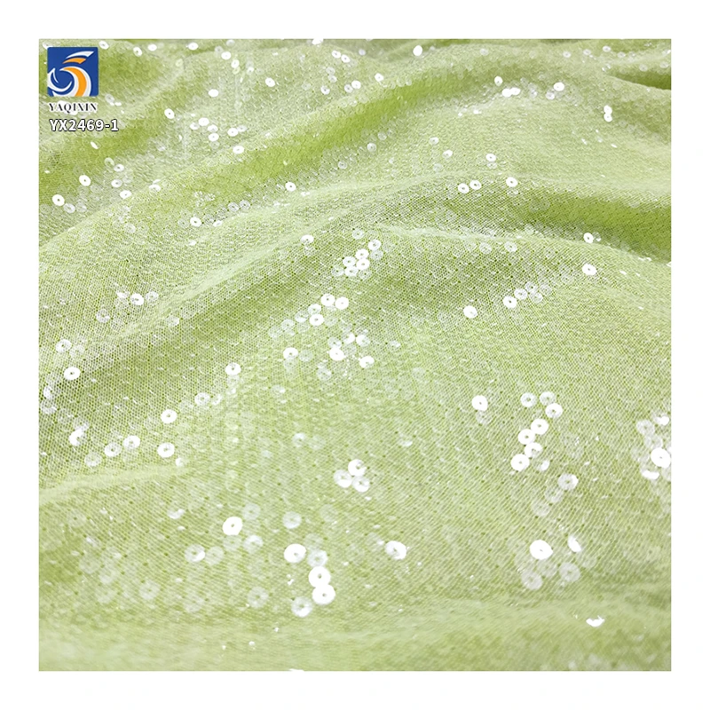 YX265-1 High-Shine Flexible 10 Colors Available 5mm Crystal Embroidery Stretch Mesh Fabric for Women Fashion Dress - 图片 5