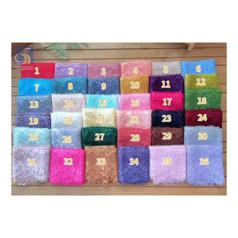 YX2634 Reasonable Price Hot Selling French Lace Fabric Stock Lot Knit Floral Chantilly Eyelash Lace Fabric 9.5CM*3M - 图片 2