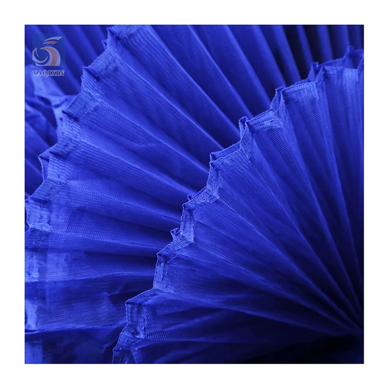 Wholesale 100 Polyester Knitted Wedding Fabric Solid 36A Hard Mesh Folding 2cm Pleated Tulle Fabric - 图片 6