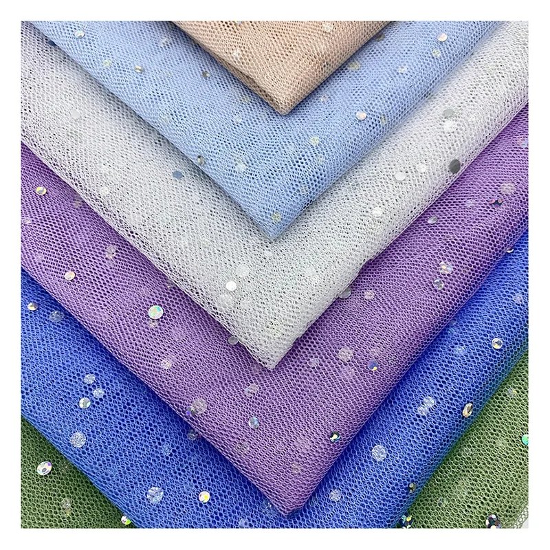Factory Ready Supply of Large and Small Polka Dot Holographic Sequin Tulle for Children's Clothing Princess Skirt - 图片 3