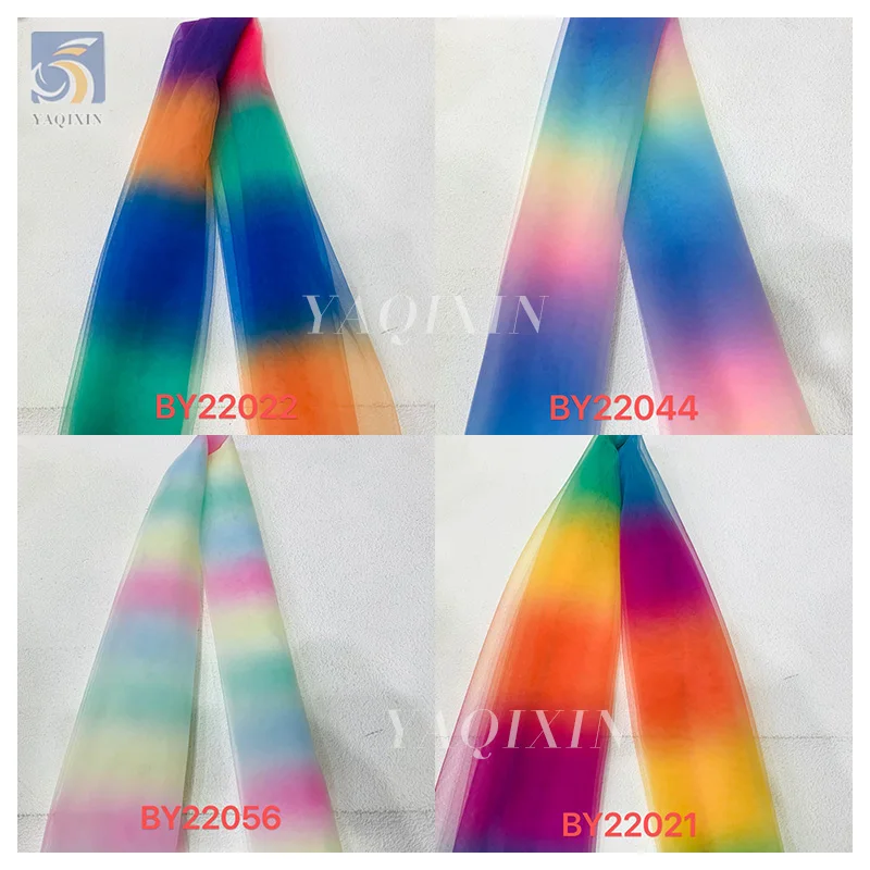 YX2533 Zhongda Market Custom Printed Rainbow Tulle Fabric Per Yards Gradient Polyester Nylon Mesh Rainbow Fabric Christmas - 图片 4