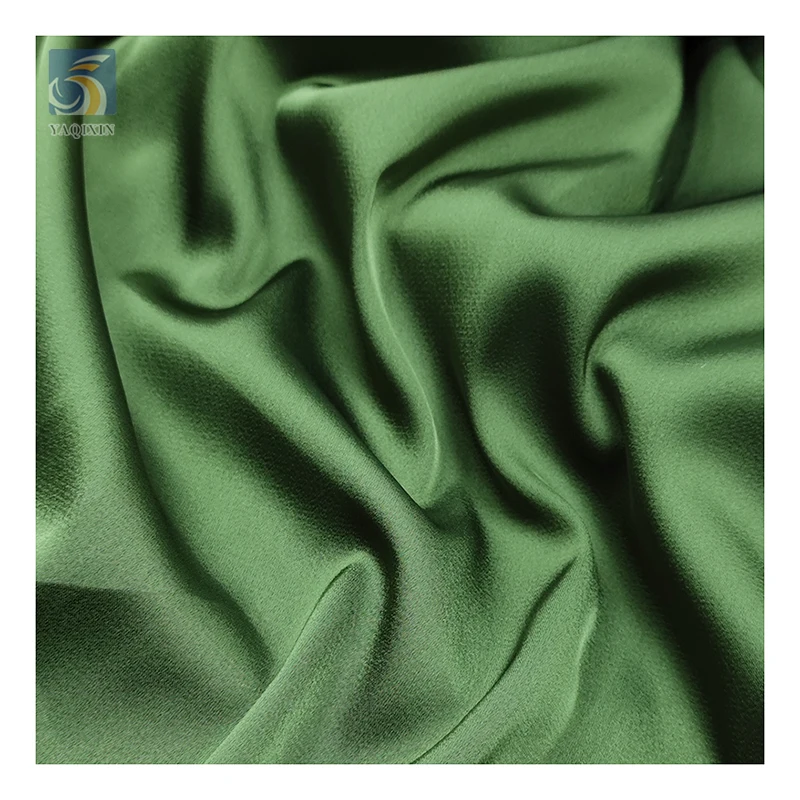 YX94 Green Dull Face Satin Fabric With Little Stretch Single Sided Hemp Acetate Satin Fabric for Woman Clothing - 图片 3