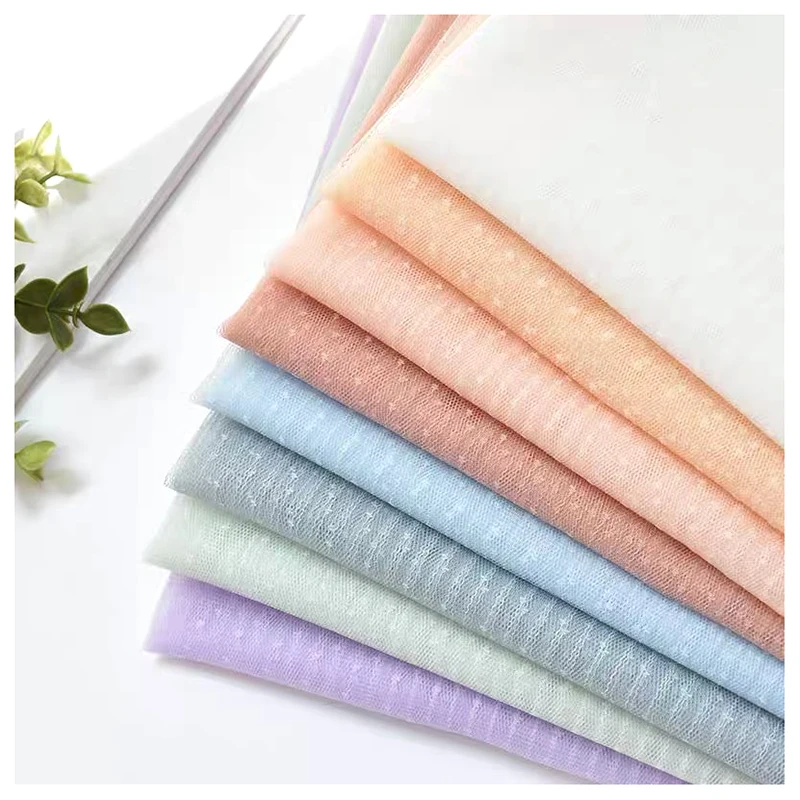 Wholesale Prices Solid Polyester Elegant Tulle Fabric Dotted Jacquard Mesh Bridal Lace Fabric for Wedding Veil Dress - 图片 3