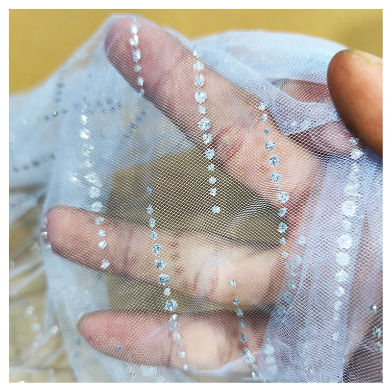 SG17 Custom Bridal Wedding Glitter Tulle Sparkle Glitter Tulle Mesh Fabric - 图片 4