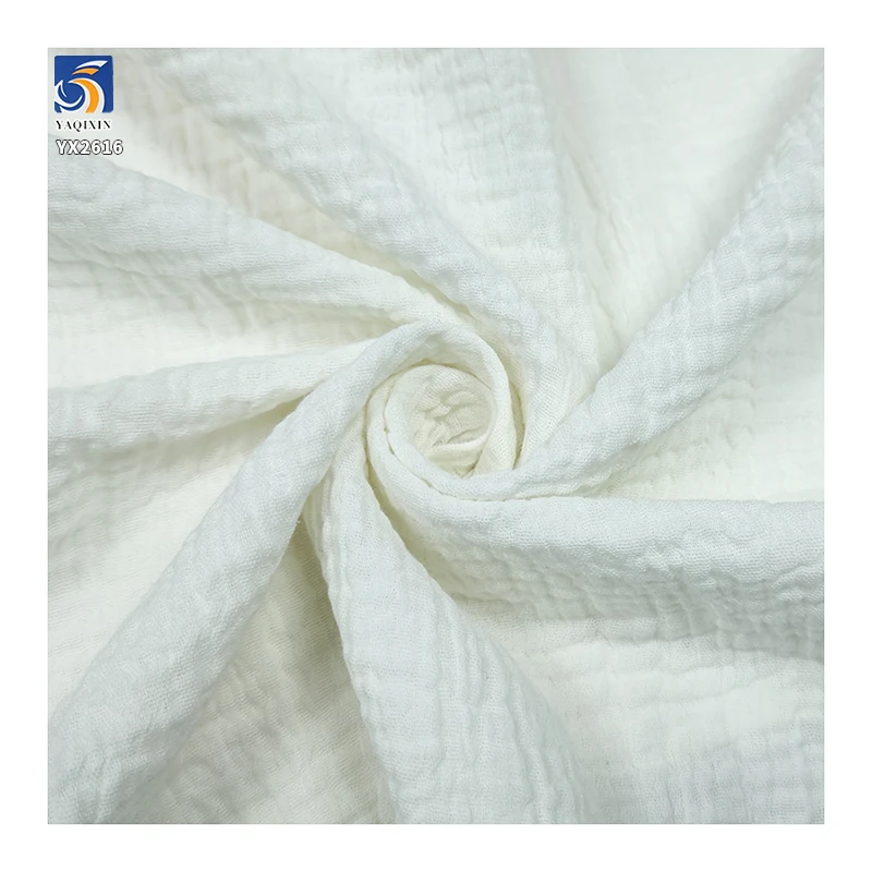YX2616 Wholesale Prices Solid Gauze Muslin 100% Cotton Fabric Double-Sided Cotton Crepe Fabric for Baby Clothing - 图片 3