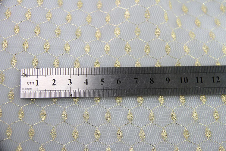 F508 Luxury Wedding Veil Dress Tulle Fabric Polyester Golden Dots Jacquard Mesh Tulle Fabric for Bride - 图片 5
