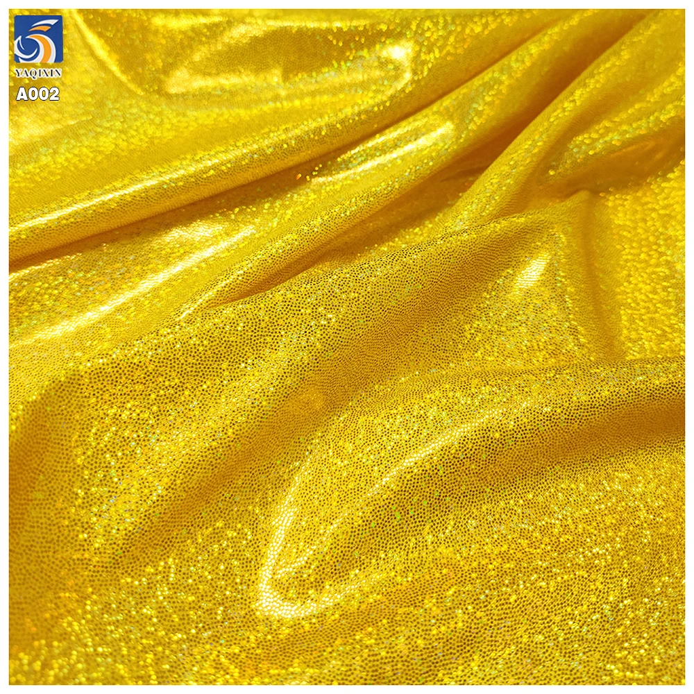A002-1 Fashionable Fabrics Bikini Stage Costume Clothing Golden Green Lurex Laser Foil Glitter Shiny Knitted Fabrics - 图片 6
