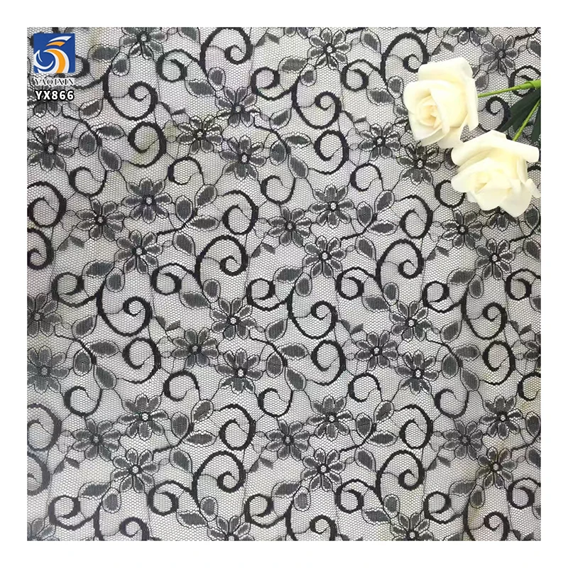 YX866 New Design Solid Dyed Knitted Chantilly Lace Fabrics Textiles Chantilly Lace Veil Garments Minimum Order Quantity 5 Yards - 图片 6
