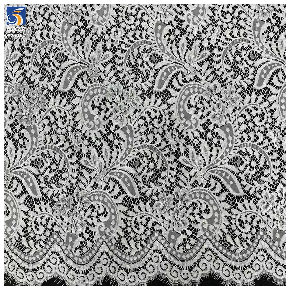 YX715 Premium Quality Eyelash Lace Fabric for Elegant Dresses and Lingerie - 图片 3