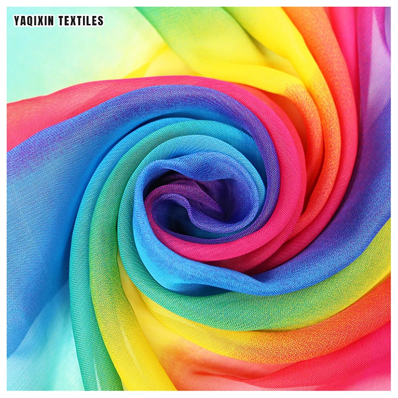 YX2144 New Arrival Gradient Rainbow Print Like Silk Scarf 100cm*180cm Oversized Travel Beach Chiffon Hijab Scarf Summer - 图片 5