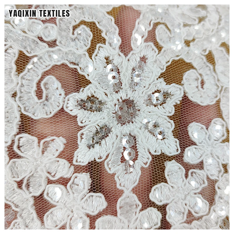 KFE005 2025 New Arrival African Nigerian Lace Trim for Bridal Wedding 28cm Sequins Lace Trim Textile - 图片 4
